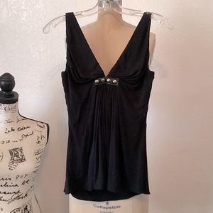 Sky black top with black leather detail